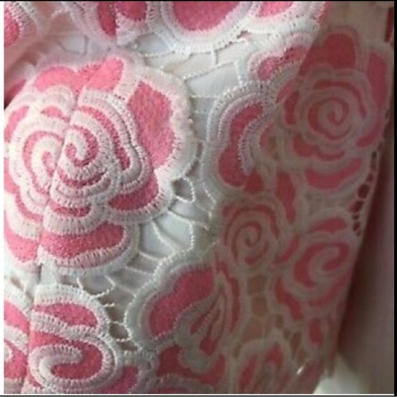 Lilly Pulitzer Beth Pink & White Two Tone Floral Lace Overlay Dress, Size 0 - Picture 8 of 8
